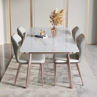 Minimalist Slate Dining Table Set With Chair Combination Telescopic Foldable