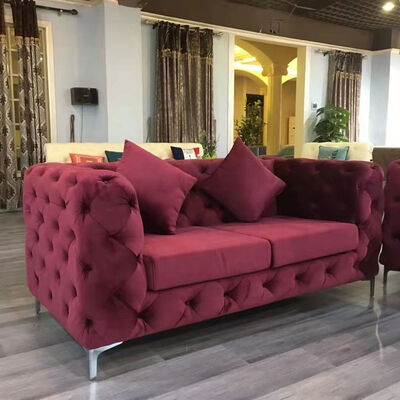 Navy Color Velvet Night Club Lounge Three Seat Modern Design