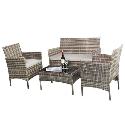4 Pieces Rattan Wicker Furniture Set Waterproof Outdoor Garden Furniture Set