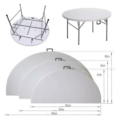 5ft HDPE Plastic Round Table Foldable Portable For Outdoor Party Event