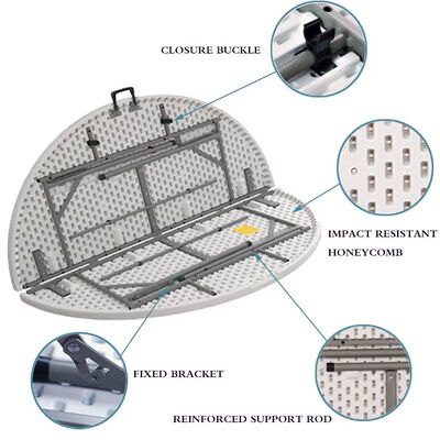 5ft HDPE Plastic Round Table Foldable Portable For Outdoor Party Event