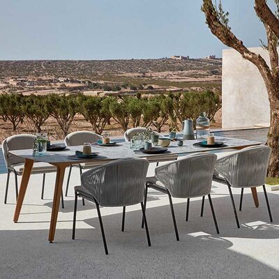 Nordic Rope Rattan Woven Dining Chair Outdoor Furniture Garden 65x70x75cm