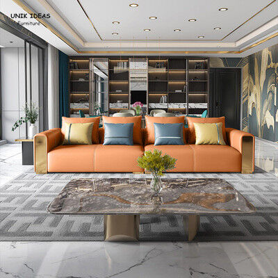 Luxury Leather Modern Living Room Sectional Sofas Couches With Recliners Brown