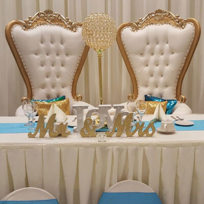 High Back Gold King Bride And Groom Wedding Throne Chairs For Rent 1750x520x550mm