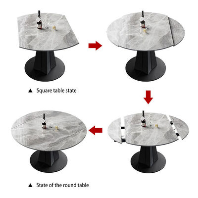 Luxury Extendable Dining Table And Chairs 7 Piece Italian Rock Slab Folding 120cm