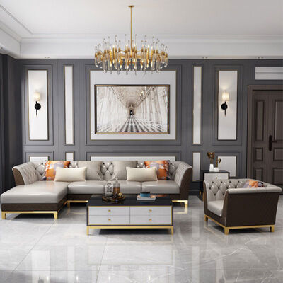 100 By 100 10 X 7 Tufted Living Room Sectional Sofa Couch Leather European