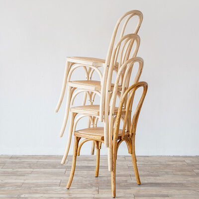 Stackable Nordic Dining Chair Solid Wood Balcony Rattan Dining Chair