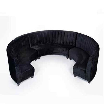 Hotel Lobby Club Lounge Sofa Black Curved Circular Velvet Fabric