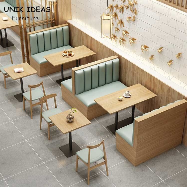 2 Person Commercial Restaurant Booth Seating Coffee Sofa Bench With Table Sets