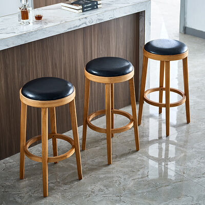 Хорошая цена Cheap Factory Price Leather Upholstery Wooden Bar Counter Stools онлайн