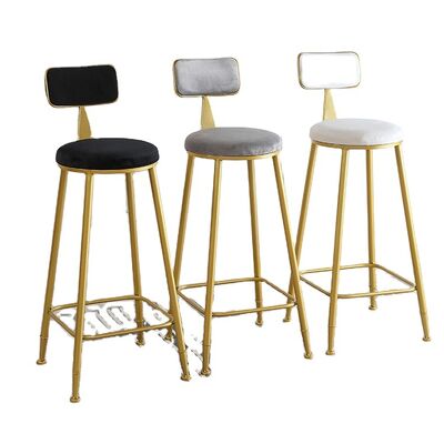 Хорошая цена Hot Sale Nordic Tall Cheap Counter Furniture Gold Metal Velvet Back Luxury Kitchen Modern High Stool Bar Chairs for Bar Table онлайн