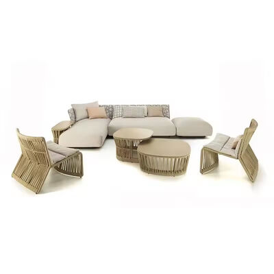 Хорошая цена Outdoor Rope Woven Sectional Patio Furniture L-Shaped Conversation Sofa Set Chaise Lounge Right онлайн