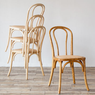 Хорошая цена Strong Solid Wood Dining Chairs Stackable Bentwood Chairs for Restaurant Rattan Coffee Chairs Retro онлайн