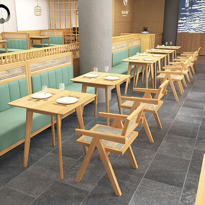 Хорошая цена Modern Restaurant Booth Seating Cafe Shop Dining Sets Solid Wood Rattan Sofa Chairs онлайн
