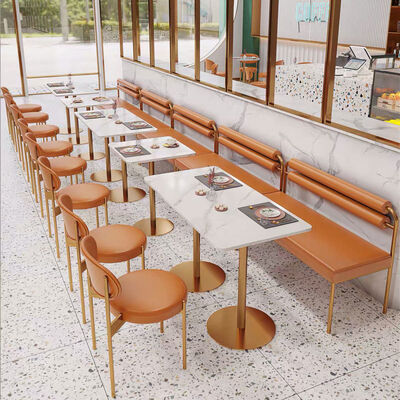 Хорошая цена Легкий роскошный ресторан для взрослых обеденный стол Комбинация железного металла однокресло и скамейка диван онлайн