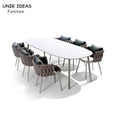 Хорошая цена Лоза ротанга на открытом воздухе обедая стулья с оружиями делает веревочку водостойким патио сплетенную 200cm онлайн